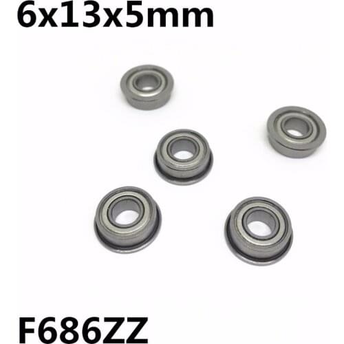 50Pcs F686ZZ 6x13x5 mm Flange Bearing Deep Groove Ball Bearing High Quality High Speed Advanced F686