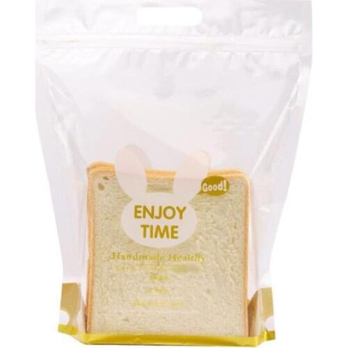 50pcs Transparent Toast Bread Packaging Handle Bags Party Handmade Cookies Biscuits Gift Decoration