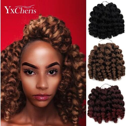 8inch Ombre Braiding Hair Jumpy Wand Curl Crochet Braids Jamaican Bounce Synthetic Crochet Hair Extension for Black Women