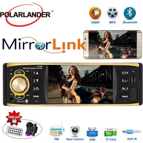 Car Radio Autoradio 1 Din Bluetooth Audio Stereo Multilanguage USB AUX FM TF Radio Cassette MP5 Player 4.1 Inch Mirror Link