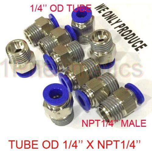 Free Shipping 100PCS/LOT 1/4" NPT Male Thread to 1/4'' Tube OD Pneumatic Quick Connector Push in Fitting PC1/4-N02