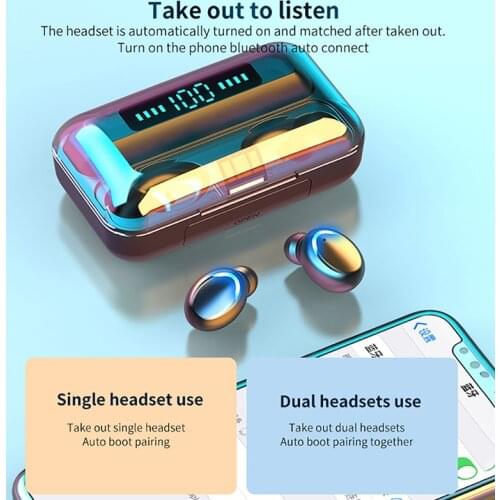 NEW F9-5CⅢ Wireless Bluetooth Earphones V5.0 TWS Gaming Headset Power LED Display Waterproof Sports Headphones