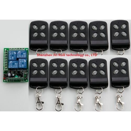 Hot sale DC12V 4CH RF Wireless Remote Control Switch System 10 transmitter & 1 receiver relay Receiver Smart Home Switch
