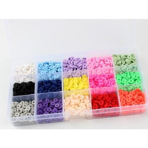 For DIY Jewelry Making Bracelets Necklace 15 Colors 6mm Polymer Clay Beads Disc Round Heishi Beads Chip Disk Loose Spacer