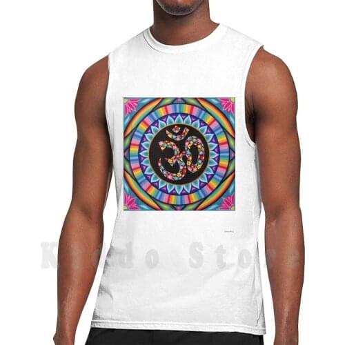 Flowery Om Mandala tank tops vest 100% Cotton Om Mandala Circle Lotus Soozie Wray Om Colourful Rainbow Om Mandala Floral