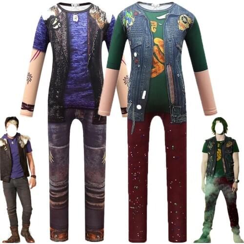 2020 Zombies 2 Halloween Costumes for Kids Anime Bucky Zed Cosplay Bodysuit Boys Performance Jumpsuits Childrens Party Clothing