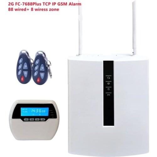 FC-7688 Plus Wired Industrial Alarm TCP IP Alarm 2G GSM Security Alarm Works with 96 Wired Zone Sensor Home Alarm System