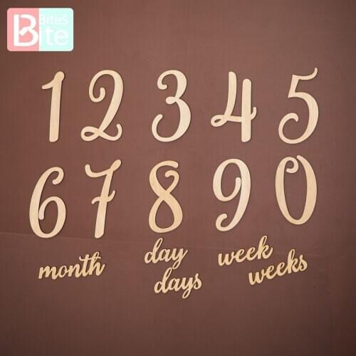 Newborn Photography Accessories Wooden Number Baby Monthly Milestone Card 1-12 Month Milestone Memory Props Baby Growth Mementos