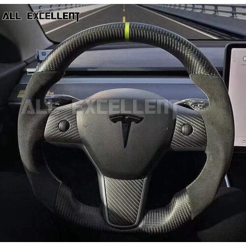 Customized Carbon fiber Steering wheel For Tesla Model 3 Model Y 2017 2018 2019 2020 2021 Racing Steering wheel