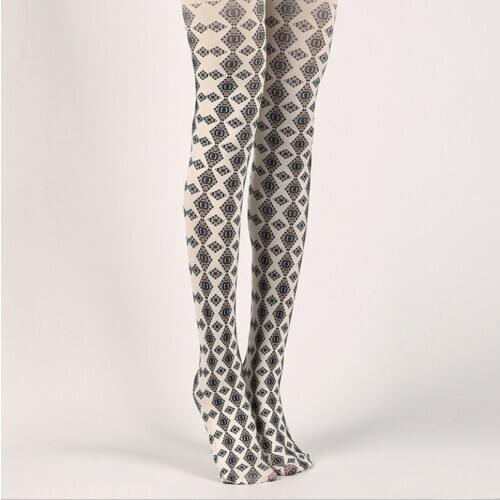 High Quality Womens Creative pattern stockings geometric print tights new designs pantyhose spring and autumn ladies