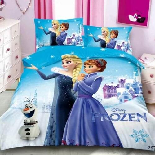 Disney Frozen Elsana Pattern Bedding Set 3D Snow White Girls Bedroom Decoration Down Quilt Cover Pillow Cover Home Texture