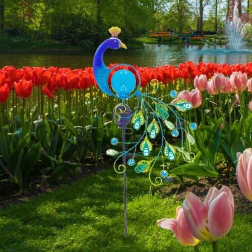 Wrought Iron Hollow Lawn Decorative Garden Solar Peacock Lamp Garden Decoration Outdoor Piscina Solar Fountain Fuente De Agua