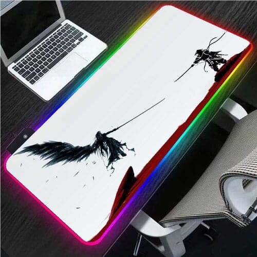 XGZ Anime Mouse Pad RGB Black and White Character Gamer Mousepad XXL Keyboard Carpet Pad Speed Version Luminous LED Gaming Desk