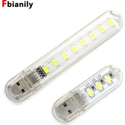 Mini 3LEDs 8LEDs USB 5V LED Night light Desk Book Reading Lamp Camping Bulb Childrens gifts For Mobile Charger Laptops
