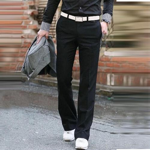 Business bell Bottom pants Mens Slim Vertical Straight trousers British Korean Suit Mens pants Drooping Big pants Size 28-37