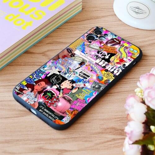 For iPhone Wild Collage Print Soft Matt Apple iPhone Case 6 7 8 11 12 Plus Pro X XR XS MAX SE