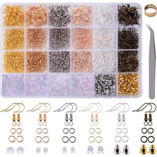 3900Pcs Alloy Accesories Findings Tool Set Open Jump Ring Earring Hooks Earplug Closed Loop For DIY Jewelry Making