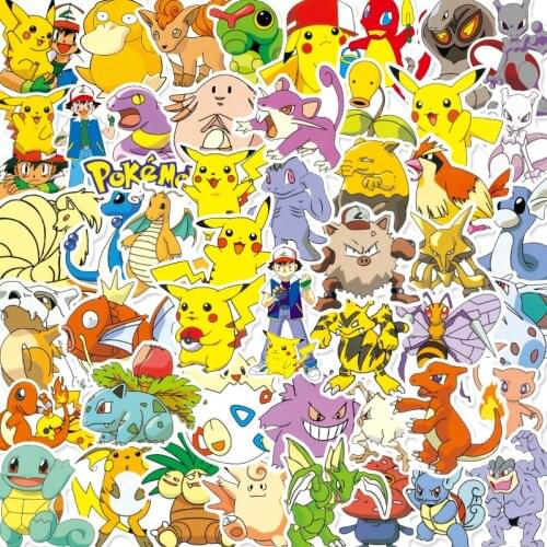 50PCS/Pack Pokemon Japan Anime Sticker On Laptop Bicycle Motorcycle Refrigerator Pikachu Graffiti Stickers For Boy Girl Gift