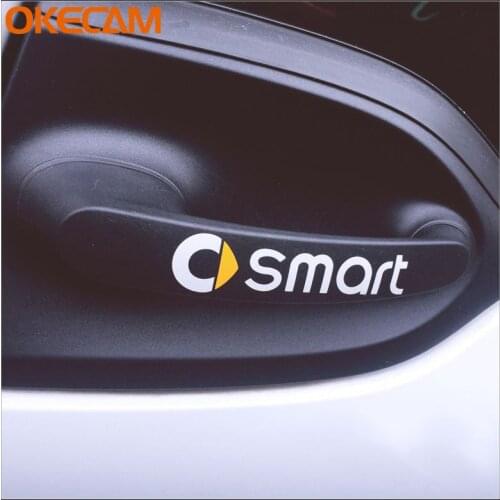 2pcs Car Door Handle Stickers and Decals Reflective Rally Car Stickers for Smart 451 453 Smart Fortwo Forfour Decal Accessories