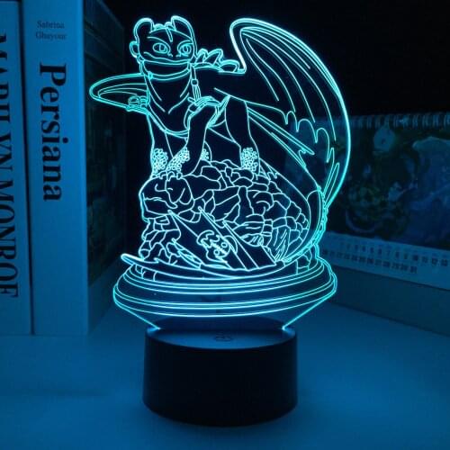 ANIME How to Train Your Dragon 2 3D Table Lamp Illusion Touch Nightlight Night Fury LED Night Light For Bedroom Decor Lamp
