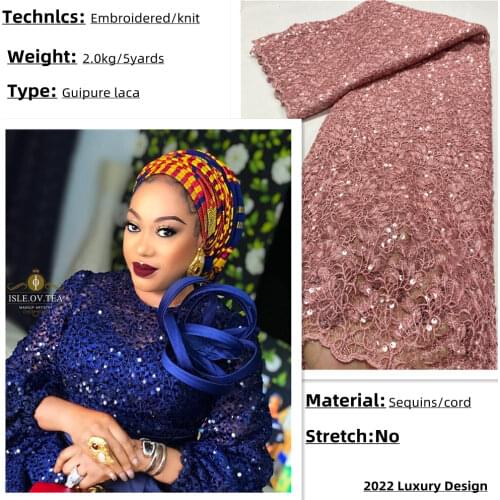 NI.AI Grey Guipure Lace Cord Lace Embroiderey African Cord Lace With Sequins High Quality Nigeria Lace Fabric For Wedding XY3672