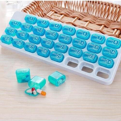 31-Day Pill Storage Organizer Monthly Medication Pill Case Medicine Tablet Dispenser Case Travelling Pill Box Splitters M2