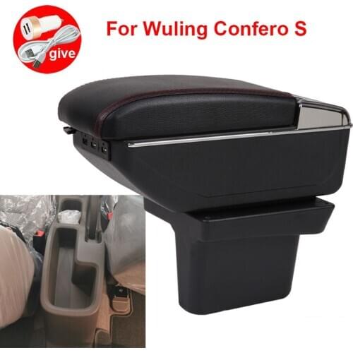 For Wuling Confero S Armrest car armrest box central storage box car accessories modification with USB LED light