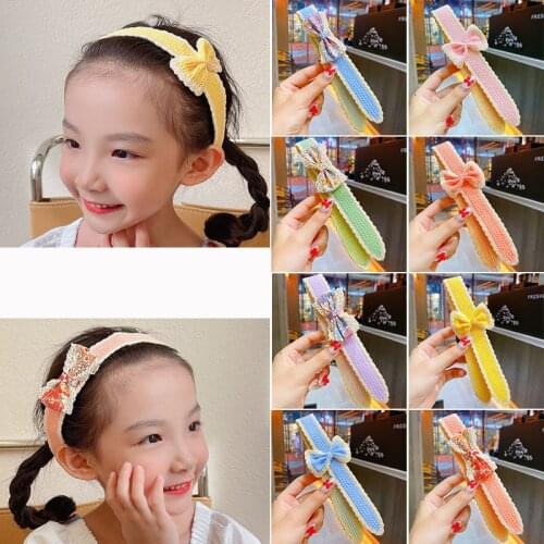 Fashion Bow Knitted Patch Headband for Girl Broken Hair Bangs Patches Turban Children DIY Hair Band Hairband Hair Accessories