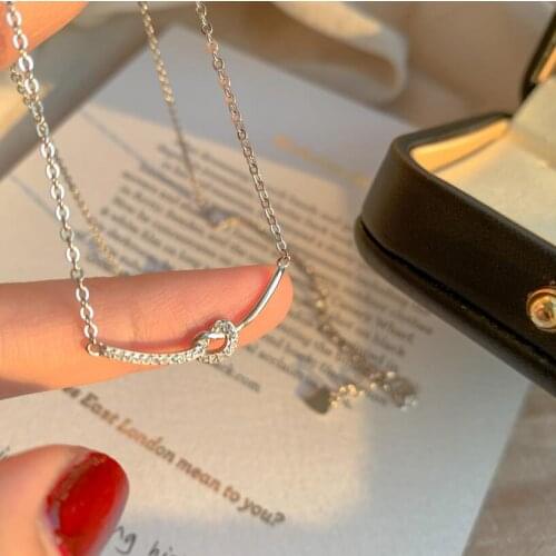 925 Sterling Silver Simple Jewelry Smile Choker Hook Necklace for Girl Rose Gold Fine Accessories Wedding Party Women Gift
