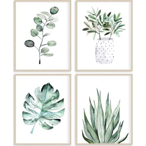 Botanical Prints, Plant Poster Set of 4 Prints Unframed, Plant Art Wall Decor For Living Room, Plant Prints home decoration