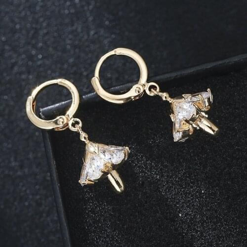 DE315 Fashion Sweet and Delicate Copper Zircon Creative Mini Umbrella Earrings Girls Gift Evening Woman Jewelry Earrings