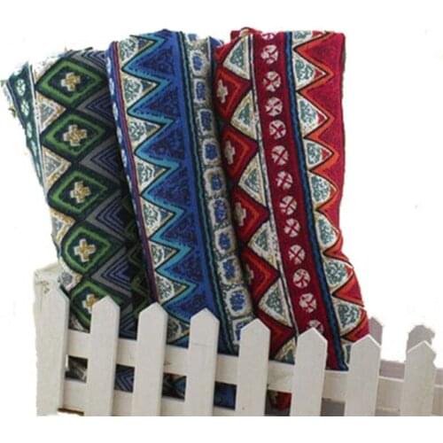 Ethnic Style Wave Stripe Print Cotton Linen Fabric For DIY Handmade Tablecloth Bag Geometric Pattern Home Decor Upholstery Cloth