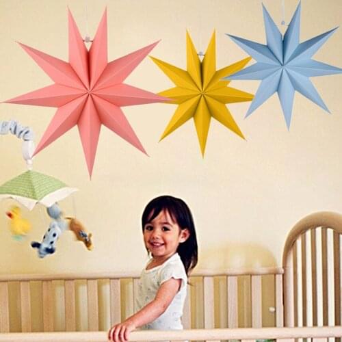 Folded Paper Lanterns 3D Hanging Ornament Colorful Star Party Wedding Decoration Baby Shower Window Display Crafts