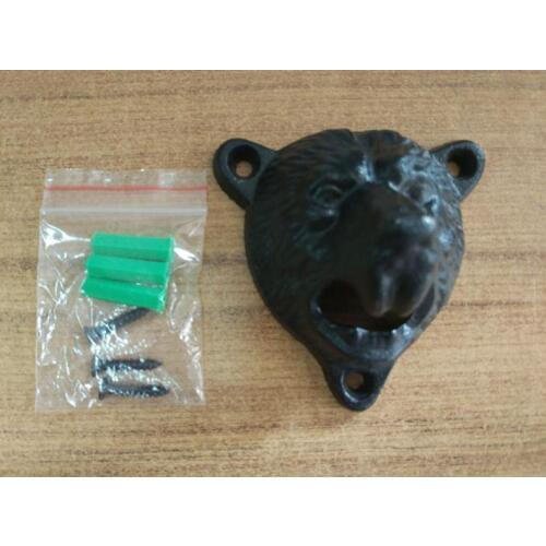 50pcs/lot VINTAGE CAST IRON WALL MOUNTED BEER BOTTLE OPENER ANTIQUE OLD STYLE Solid BEAR HEAD Bottle Openers W Screws SN081