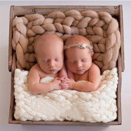 Crochet Knit Wool Rug Felt Blanket Background Photography Props Photographic Backdrops Newborn Props Basket Stuffer Photo