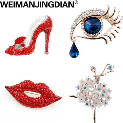 WEIMANJINGDIAN Brand New Arrival Assorted Girls Favors Lips / High Heel / Eye / Dancing Girl Fashion Brooch Pins Collections