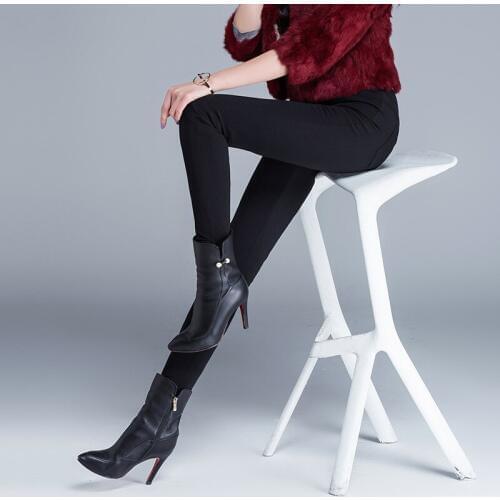 Winter Hight Waist Down Pencil Pants Women Solid Sexy Quality Down Padded Winter Pants Slim 95% Duck Down Trousers Lady PT-247