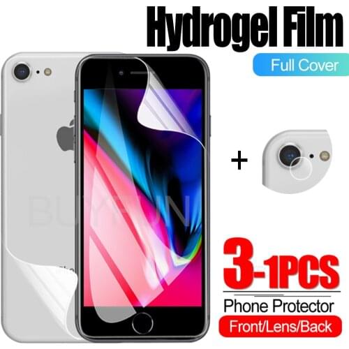 1-3PCS Premium HD screen protector for iphone 8 front back hydrogel protective for iPhone 8Plus Transparent Camera film
