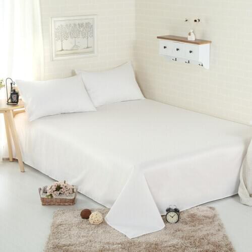 1 pcs White Cotton Flat sheet solid Bed Sheet Bedspread High-grade Blanket Bedding wholesale Home Textiles