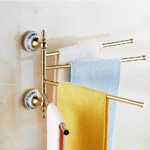 2015 gold towel Arms Wall Mounted Brass towel holder Bathroom Shelf Bathroom Accessories Towel Bar Towel Racks