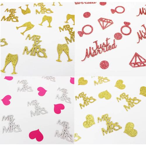 Mr&Mrs Confetti Wedding Decorations Just Married Glitter Confetti Rose Gold Wedding Decoration Mr and Mrs Bride To Be I Do