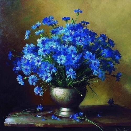 Diamond Painting Flowers 5D DIY Diamond Embroidery Sale blue Cornflower Picture of rhinestones Christmas Home Decoration FG1582