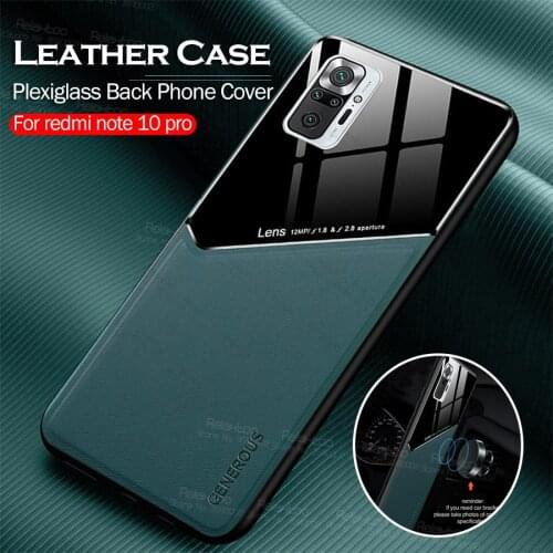 Xiomi Redme Note10 Pro Case Leather Car Magnetic Holder Covers For Xiaomi Redmi Note 10 Pro Soft Silicone Frame Shockproof Coque