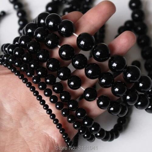 Black agate 4-20mm round 15" for DIY jewelry making loose beads FPPJ wholesale beads nature gem stone