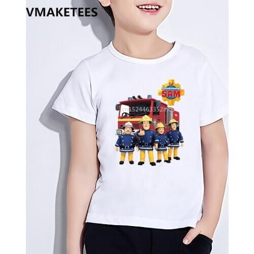 Kids Summer Short Sleeve Girls & Boys T shirt Children Cartoon Fireman Sam Printed T-shirt Funny Casual Baby Clothes