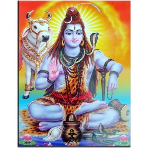 Ancient Indian holy temple worship gods Hindu deities painting Home decor simulation oil painting on the canvas print 2019042013