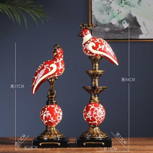 European Home Decor Bird Figurine Miniature Retro Desktop Ornaments High-Grade Living room Fireplace Porch Decoration Nordic