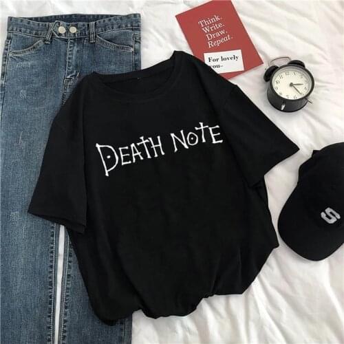 Anime Tshirt Death Note Letter Print Women Short sleeve harajuku Tops tshirts for women Hip hop streetwear Womens t-shirts 2021