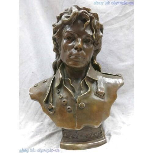 14" China bronze carved beautiful finely Michael Jackson Statue A(0505)