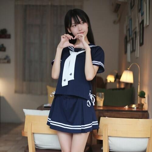 Sailor Suit Navy Wind Net Red Suit Sweet Japanese JK Uniform Suit School Uniform Short Sleeve Summer Skirt school girl uniform